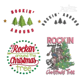 Rockin' Around the Christmas Trees Machine Embroidery Designs all