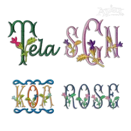 Rosalina Flower Machine Embroidery Font by Apex
