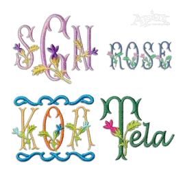 Rose Fishtail Rosebud Machine Embroidery Font by Apex Digitized