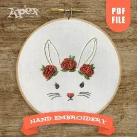 Flowers Bunny Hand Embroidery Pattern