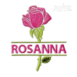 Rose Flower Split Name Machine Embroidery Frame Design