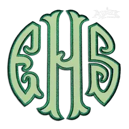 Round Circle Fishtail Monogram Embroidery Font Applique EHS