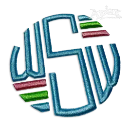 Round Circle Lined 3D Puffy Monogram Embroidery Font by Apex Blue
