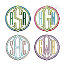 Round Circular Modern Monogram Machine Embroidery Font by Apex All