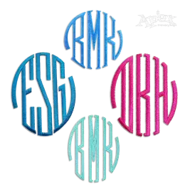 Round Tail Monogram Embroidery Font Digitized by Apex Designs All
