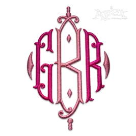 Royal Diamond Monogram 3D Puff Embroidery Font