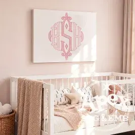 Baby Girl Royal Diamond Monogram Applique | Split Initials | TTF OTF