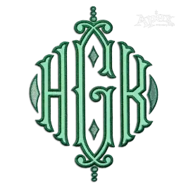 Royal Diamond Monogram Embroidery Font HGK