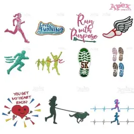 Running & Marathon Embroidery Designs Bundle — Runners, Shoe Prints & Monograms