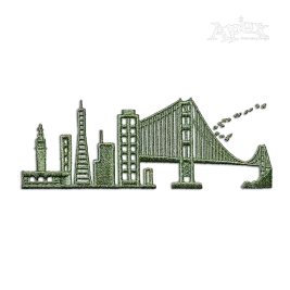 San Francisco Skyline with Golden Gate Bridge Machine Embroidery Design by Apex
