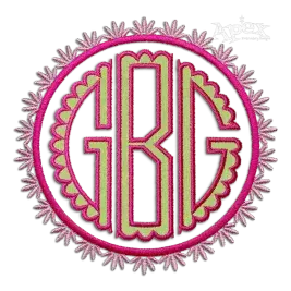 Scallop Circle Monogram Applique Embroidery Font Frame 2