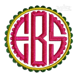 Scallop Circle Monogram Frame Machine Embroidery Font