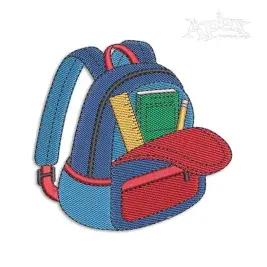 School Backpack Machine Embroidery Design