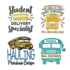School Bus Driver Sayings Frame Pack Machine Embroidery Designs