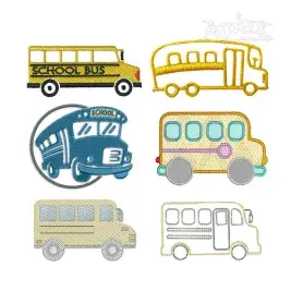 School Bus Pack Embroidery Designs Digitized by Apex