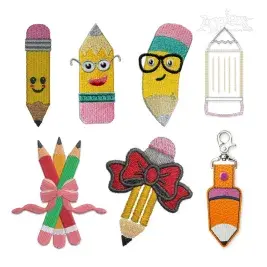 School Pencil Pack Machine Embroidery Design - Apex