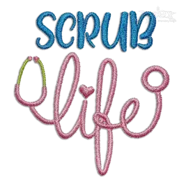 Scrub Doctor Life Stethoscope Machine Embroidery Design Digitizing