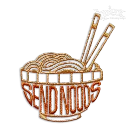 Send Noods Machine Embroidery Design. Funny Idea for Noodle Soup Pho or Ramen Lover