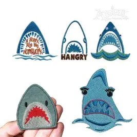 Shark Head Jaw with Teeth Embroidery Pack Apex Designs All