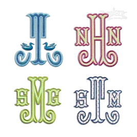 Shirley Monogram Applique Machine Embroidery Font by Apex All