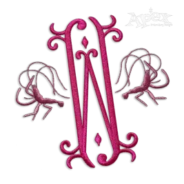 Shrimp Silhouette Machine Embroidery Design by Apex