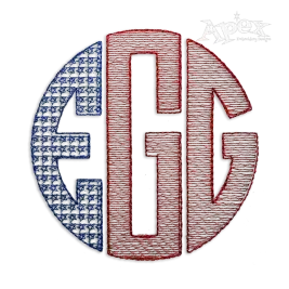 Sketch USA Flag Circle Monogram Machine Embroidery Fonts