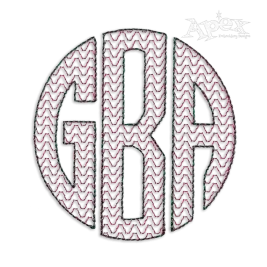 Sketch Wave Circle Monogram Embroidery Font by Apex
