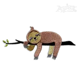 Sloth on Tree Sleeping Slow Machine Embroidery Design