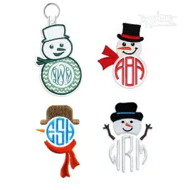 Snowman Monogram Frames Machine Embroidery Designs by Apex All