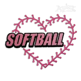 Softball Heart Machine Embroidery Design
