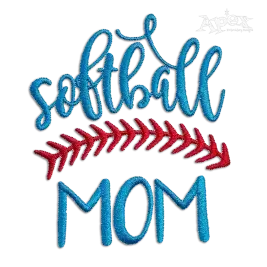 Softball Mom Word Art Machine Embroidery Design - Apex