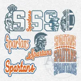 Spartans School Mascot Sports Bundle Vector PNG Design