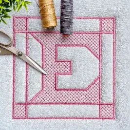 Square Block Sans Serif Monogram Quilt Machine Embroidery Font E