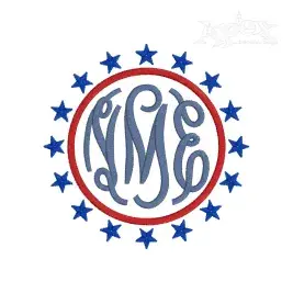 Stars Circle Monogram Frame Embroidery Designs