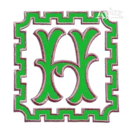 Bamboo Monogram Machine Embroidery Font by Apex All Digitized H