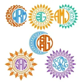 Sun - Moon SVG Cuttable Monogram Frames