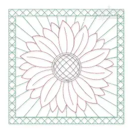 Sunflower Flower Quilt Block Embroidery