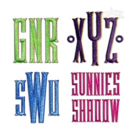 Sunnies Shadow Machine Embroidery Font by Apex All