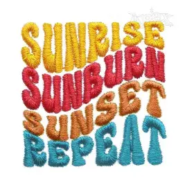 Sunrise Sunburn Sunset Repeat Embroidery Design