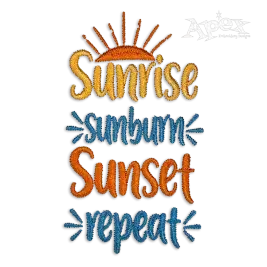 Sunrise Sunburn Sunset Repeat Embroidery Design