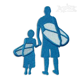 Surfing Father & Son Machine Embroidery Design - Apex