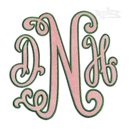 Suzanne Curlz Monogram Applique Embroidery Font - DNH