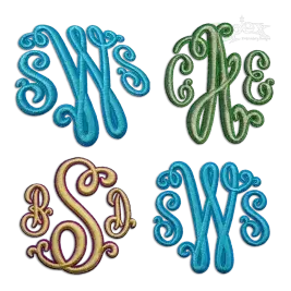 Suzanne Monogram 3D Puff 2-color Machine Embroidery Font - All