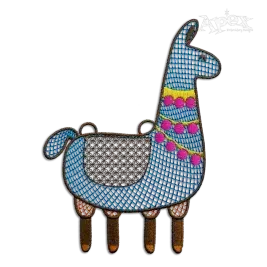 Hanging Bag Tag Llama Alpaca Sketch Machine Embroidery Design