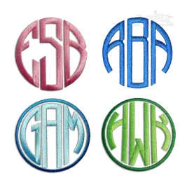 Tall Circle Monogram Machine Embroidery Font by Apex