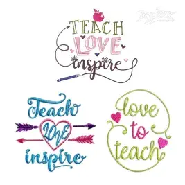Teach Love Inspire School Machine Embroidery Designs - Apex