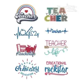 Teacher Life School #teacherlife Pack Machine Embroidery Design - Apex