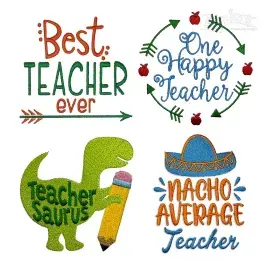 Nacho Average One Happy Best Teacher Saurus Embroidery Designs by Apex Digitizing
