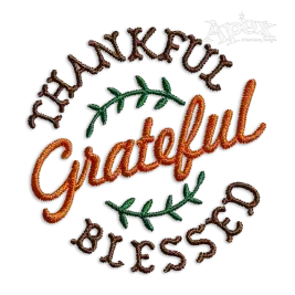 Thankful Grateful Blessed Machine Embroidery Design by Apex