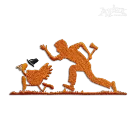Thanksgiving Turkey Chasing Machine Embroidery Design by Apex